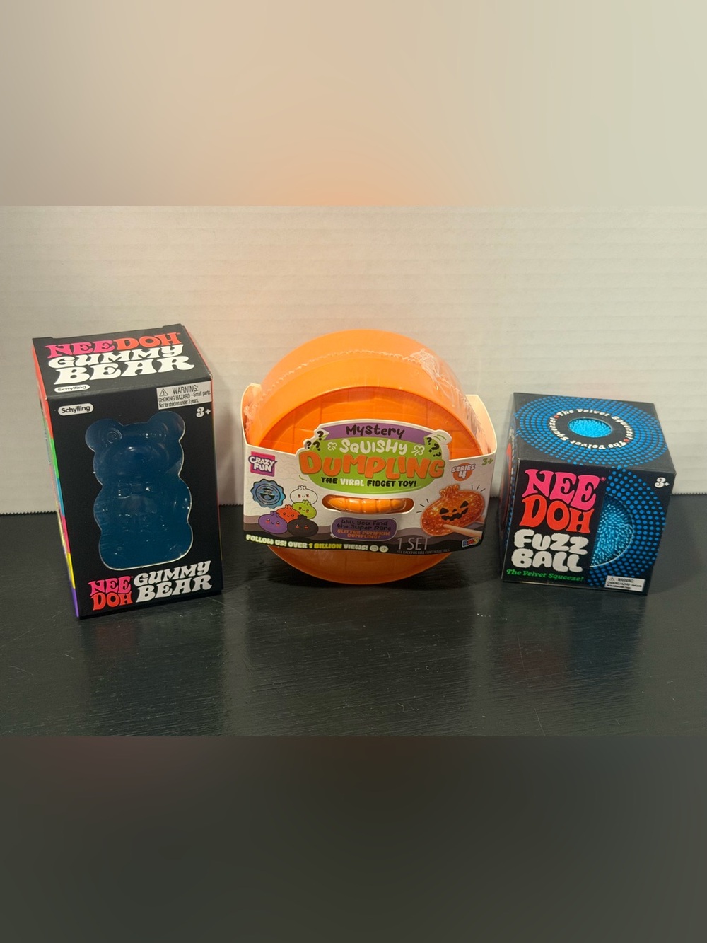 BUNDLE of 3 NeeDoh RMS Gummy Bear Fuzz Ball Original Halloween spooky dumpling